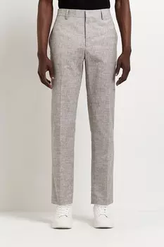 Костюмные брюки из светлого фактурного льна River Island, серый