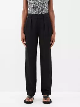 Костюмные брюки из технического твила со складками Proenza Schouler White Label, черный