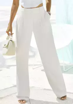 Костюмные брюки LASCANA, в деловом образе, элегантные тканевые брюки с карманами и складками, кремовый