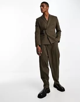 Костюмные брюки объемного кроя в тон в полоску ASOS DESIGN