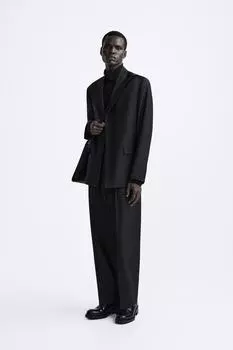 Костюмные брюки плиссированные ZARA, черный