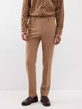 Костюмные брюки прямого кроя из смесового жаккарда Etro, бежевый