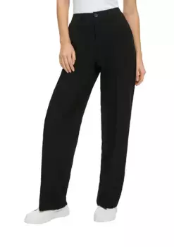 Костюмные брюки QS с очень широкими штанинами, черный