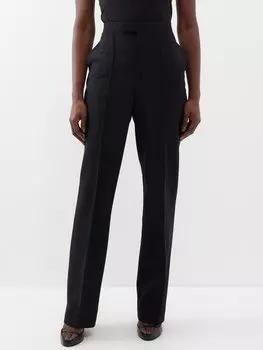 Костюмные брюки с высокой посадкой из органической шерсти BITE Studios, черный