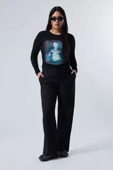 Костюмные брюки с заниженной талией emily Weekday, черный