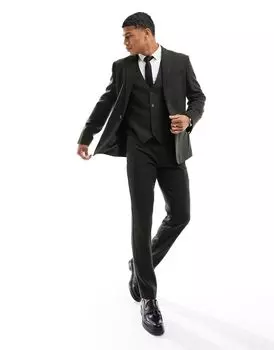 Костюмные брюки скинни из смесовой шерсти ASOS DESIGN Wedding из плетеной ткани с лесным узором