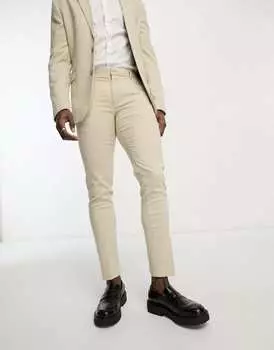 Костюмные брюки скинни овсяного цвета New Look