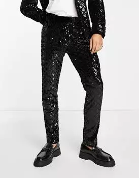 Костюмные брюки скинни с ромбовидными пайетками ASOS DESIGN