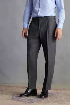 Костюмные брюки узкого кроя из фактурной ткани Signature Moons British Fabric Next, серый