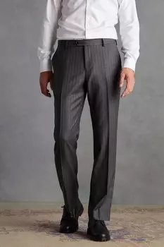 Костюмные брюки в полоску классического кроя из ткани Signature Empire Mills British Fabric Next, серый