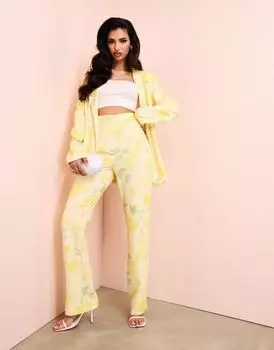 Костюмные брюки в тон с цветочным принтом ASOS LUXE