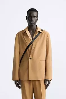 Костюмный блейзер приманного кроя ZARA, табак