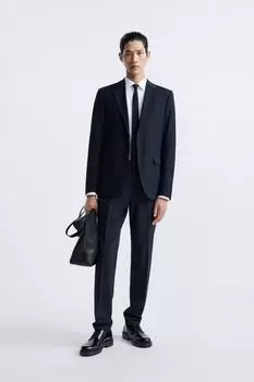 Костюмный блейзер приманного кроя ZARA, темно-синий