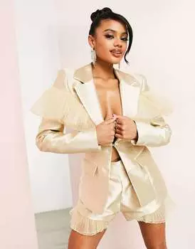 Костюмный пиджак цвета устричного тюля ASOS LUXE