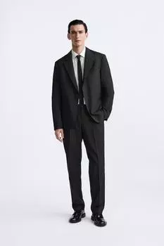 Костюмный пиджак прямого кроя ZARA, черный