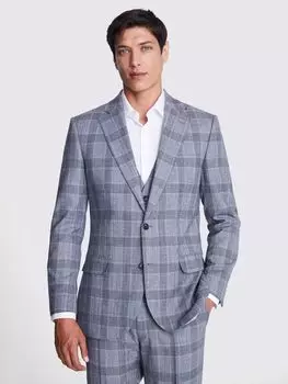 Костюмный пиджак строгого кроя в клетку из смесовой шерсти Moss, мульти