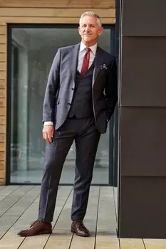 Костюмный пиджак в клетку из 100 % шерсти Signature Cerruti Next, синий