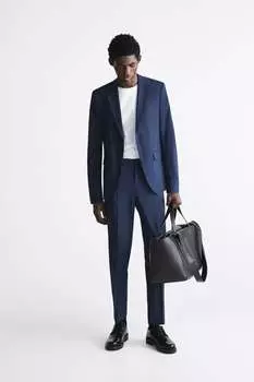 Костюмный пиджак в клетку ZARA, синий