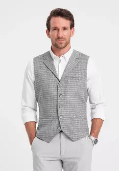 Костюмный жилет CHECKED WITH COLLAR Ombre, цвет light grey