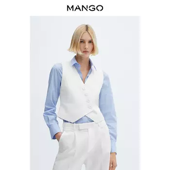 Костюмный жилет Mango с v-образным вырезом, белый