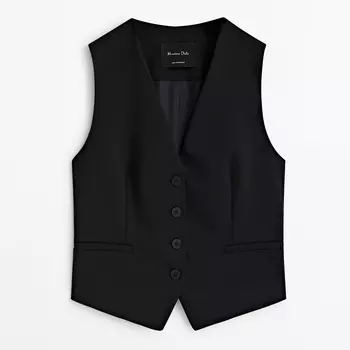 Костюмный жилет Massimo Dutti Cool Wool, черный