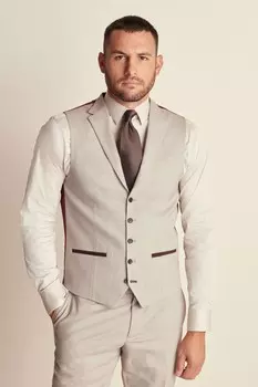 Костюмный жилет с узором «елочка» Next, бежевый