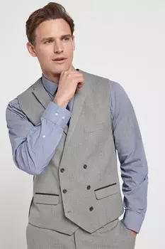 Костюмный жилет с узором елочка Next, серый