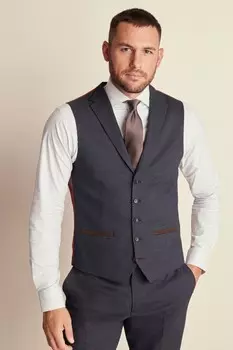 Костюмный жилет с узором «елочка» Next, синий