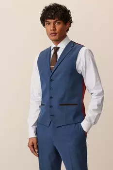 Костюмный жилет с узором «елочка» Next, синий