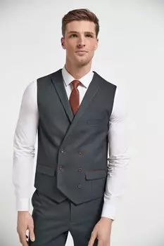 Костюмный жилет с узором елочка Next, зеленый