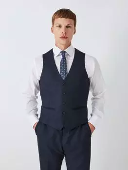 Костюмный жилет стандартного кроя из шерсти Super 100s Birdseye John Lewis, темно-синий