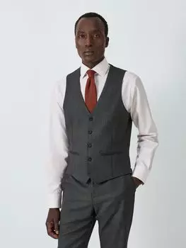 Костюмный жилет стандартного кроя из шерсти Super 100s Birdseye John Lewis, древесный уголь