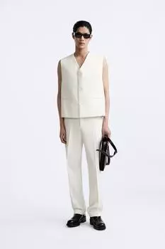 Костюмный жилет свободного кроя ZARA, устрично-белый