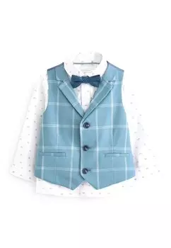 Костюмный жилет WAISTCOAT SET WITH SHIRT & BOW TIE Next, цвет blue check