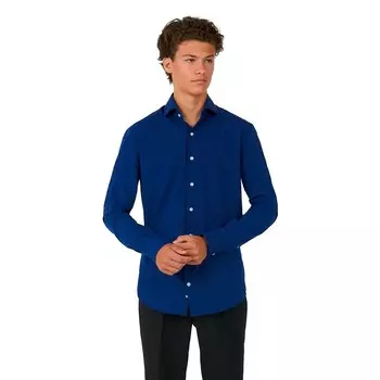 Костюмы Oppoдля мальчиков 2–16 лет, темно-синяя однотонная классическая рубашка на пуговицах Royale OppoSuits, синий