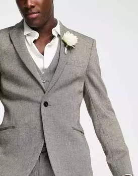 Костюмы скинни из смесовой шерсти ASOS Wedding однотонного плетения