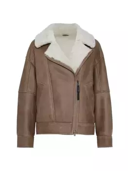 Косуха из пушистой овчины с монили Brunello Cucinelli, коричневый