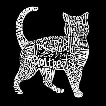 Кот — мужская футболка с рисунком Word Art LA Pop Art, черный