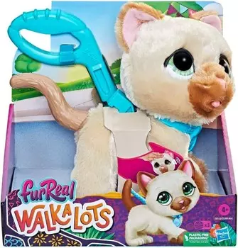 Котёнок FurReal Walkalots гуляет на поводке Hasbro