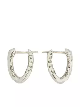 Кованые серьги-кольца Jil Sander, серебряный