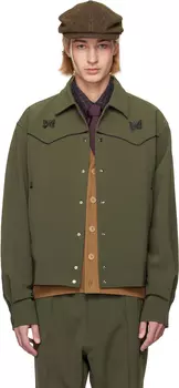 Ковбойская куртка цвета хаки с окантовкой NEEDLES