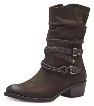 Ковбойские ботильоны MARCO TOZZI с красивыми декоративными ремешками, коричневый