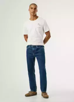 Ковбойские джинсы Byron fit мужские прямые с вышитым флагом Pepe Jeans, синий