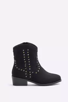 Ковбойские сапоги для девочек с заклепками River Island, черный