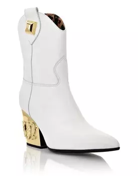 Ковбойские сапоги на среднем каблуке Gothic Plein Philipp Plein, белый