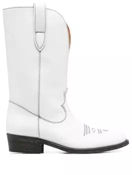 Ковбойские сапоги с декоративной строчкой Via Roma 15, белый