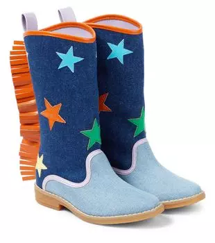 Ковбойские сапоги с отделкой из искусственной кожи Stella Mccartney, синий
