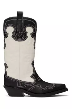 Ковбойские сапоги с вышивкой на голенище Ganni, мультиколор