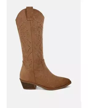 Ковбойские сапоги с заклепками-лариатами Rag & Co, коричневый/бежевый