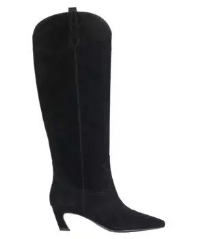 Ковбойские сапоги женские из натуральной замши с высоким голенищем. Estro, черный